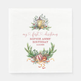 Aquarellkiefer 1. Weihnachtsgeburt Kalligraphie Serviette