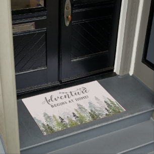 Aquarellkiefer   Abenteuer beginnt bei Zuhause Fußmatte