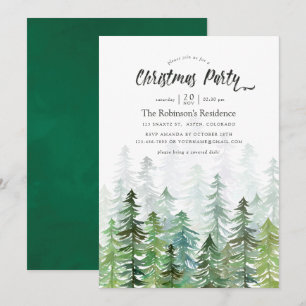 Aquarellkiefer Bäume Weihnachtsfest Party Einladung