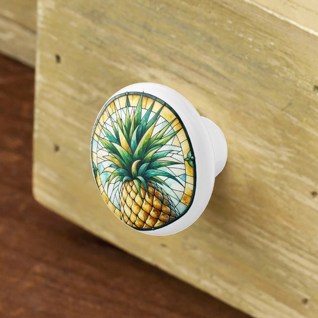 Aquarellkiefer Gelbgrün gestanztes Glas Keramikknauf (Von Creator hochgeladen)