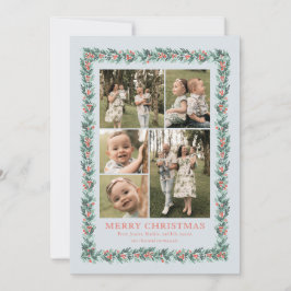 Aquarellkiefer Grenze Multi-Foto Weihnachtskarte Feiertagskarte