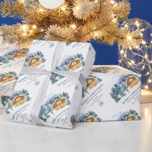 Aquarellkiefer Kloster Weihnachtsbaum Geschenkpapier (Feiertage)