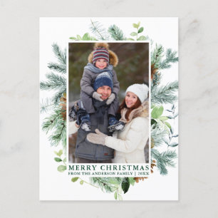 Aquarellkiefer Rahmen Weihnachtsgrün Postkarte