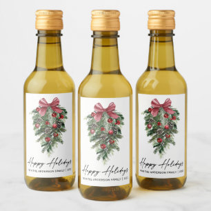 Aquarellkiefern Calligraphie Tinte Holiday Mini Weinetikett