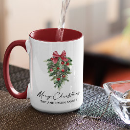 Aquarellkiefern Kalligraphie Tinte Weihnachten Gro Tasse