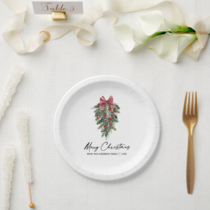 Aquarellkiefern Kalligraphie Tinte Weihnachten Kle Pappteller
