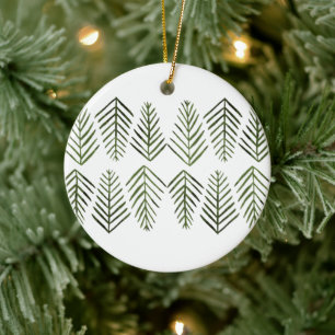 Aquarellkiefern - saftig grün keramik ornament