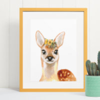 Aquarellkind Hirsch Adorable Kinderzimmer Kind Blu