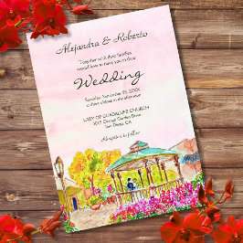 Aquarellkiosk mit Florals Old Mexico Wedding Einladung