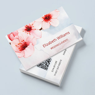 Aquarellkirsche Blossom Pink Blush   Qr Code Visitenkarte