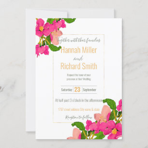 Aquarellkirsche Blossom Rosa und Weiße Blütenblüte Einladung