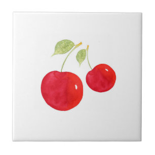 Aquarellkirschen Fliese