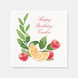 Aquarellkirschen und Orangenscheiben Papier Napkin Serviette