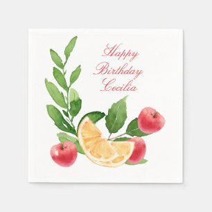 Aquarellkirschen und Orangenscheiben Papier Napkin Serviette