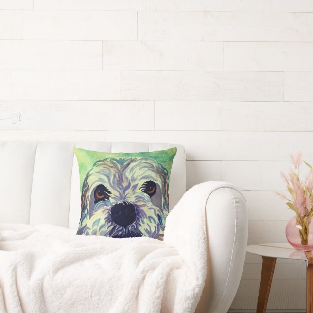 Aquarellkissen mit Lhasa Apso Dog Kissen (Liege)