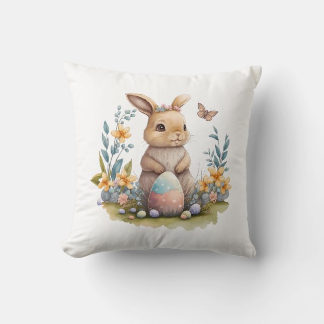 Aquarellkissen Osterhasen Kissen (Vorderseite)