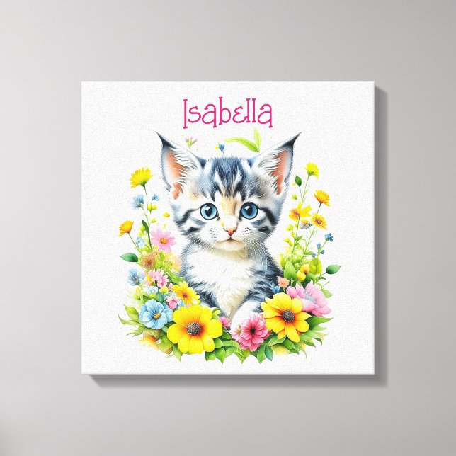 Aquarellkite Blume Personalisiert Leinwanddruck (Vorderseite)