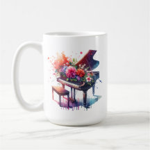 AquarellKlavier und Blume Personalisiert