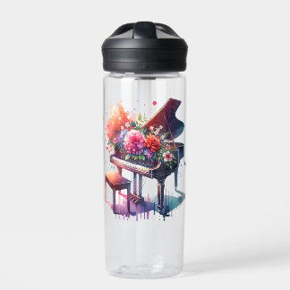 AquarellKlavier und Blume Personalisiert Trinkflasche