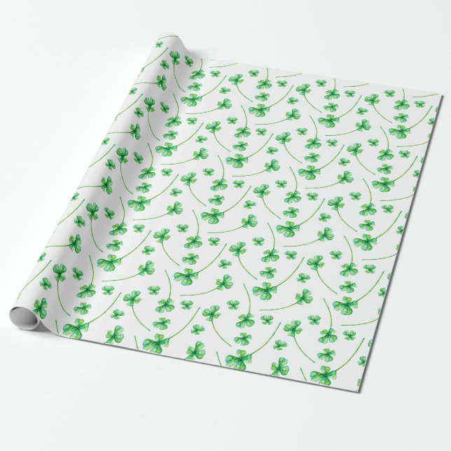 Aquarellkleeblätter Geschenkpapier (Ungerollt)