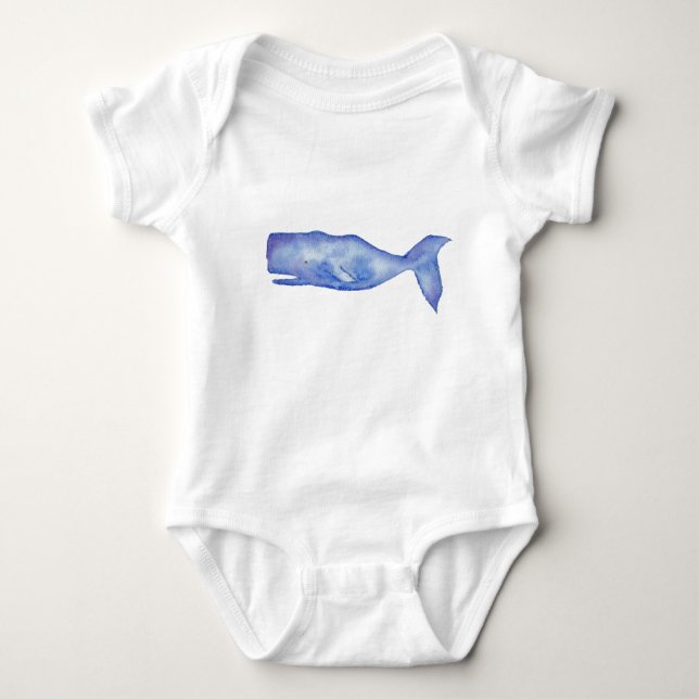 Aquarellkleidung für Whale Baby Strampler (Vorderseite)