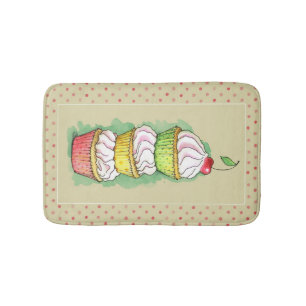 Aquarellkleine kuchen. Küchenillustration Badematte