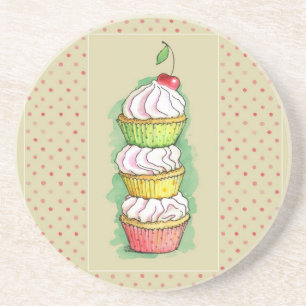 Aquarellkleine kuchen. Küchenillustration Sandstein Untersetzer