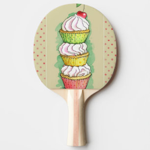 Aquarellkleine kuchen. Küchenillustration Tischtennis Schläger