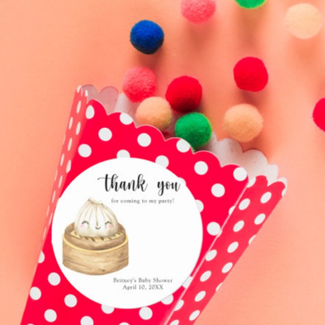 Aquarellknödel - Danke, Baby Dusche Runder Aufkleber (Von Creator hochgeladen)