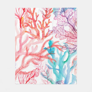 Aquarellkorallen Nahtloses Muster mit dem Untertei Fleecedecke