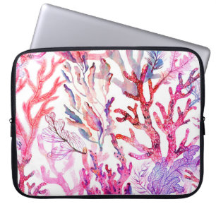 Aquarellkorallen Nahtloses Muster mit dem Untertei Laptopschutzhülle