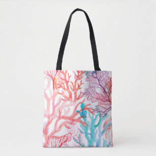 Aquarellkorallen Nahtloses Muster mit dem Untertei Tasche