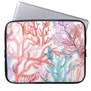 Aquarellkorallen: Unterwasser-Weltmuster. Laptopschutzhülle