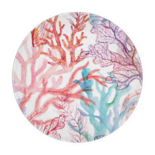 Aquarellkorallen: Unterwasser-Weltmuster. Schneidebrett