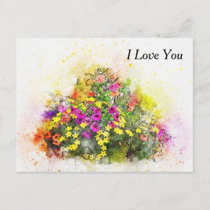 Aquarellkorb mit hübschen Blumen Postkarte