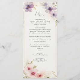Aquarellkosmos Blume Hochzeitsmenü Menükarte