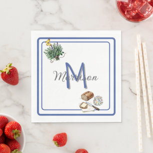 Aquarellkraut & Brot Bauernhof Blue Custom Serviette