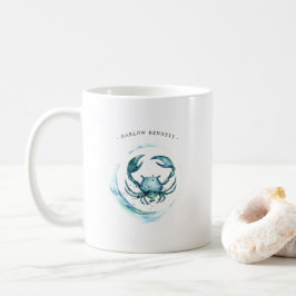 Aquarellkrebs Astrologie Zodiac-Zeichen | Monogram Kaffeetasse