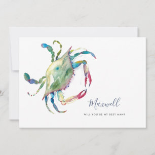 Aquarellkrebse Fragend Groomesmen-Karten Feiertagskarte