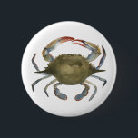 Aquarellkrebse - Grau Button<br><div class="desc">"Watercolor Crab" von Emma Scarvey. Die graue Wasserfarbenkrabbe auf weißem Hintergrund.</div>