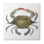 Aquarellkrebse - Grau Fliese<br><div class="desc">"Watercolor Crab" von Emma Scarvey. Die graue Wasserfarbenkrabbe auf weißem Hintergrund.</div>