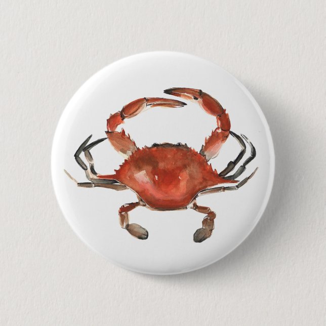 Aquarellkrebse - Rot Button (Vorderseite)