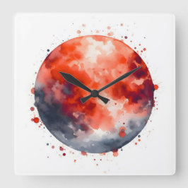 Aquarellkreis Quadratische Wanduhr
