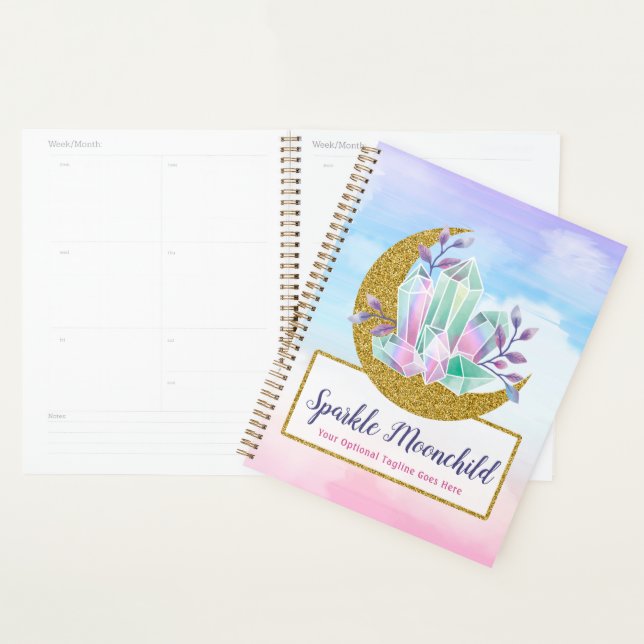 Aquarellkristalle und Gold Crescent Moon Boutique Planer (Anzeige)