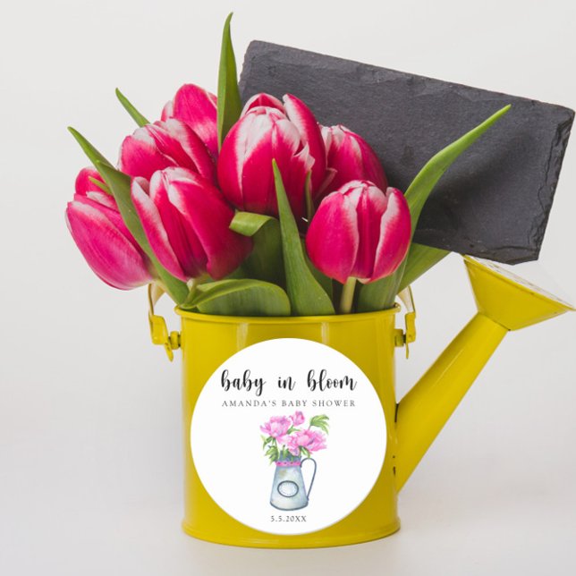 Aquarellkrug von Blume - Blütenbaby Runder Aufkleber (Von Creator hochgeladen)