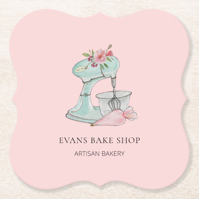 Aquarellküche Mixer Rosa Bäckerei Untersetzer (Vorderseite)