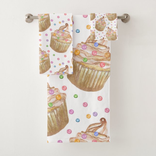 Aquarellkuchen Badhandtuch Set (Insitu)