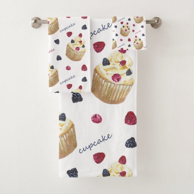 Aquarellkuchen Badhandtuch Set (Insitu)