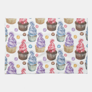 Aquarellkuchen farbig küchentuch