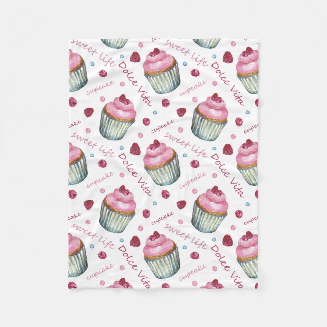 Aquarellkuchen Fleecedecke (Vorderseite)